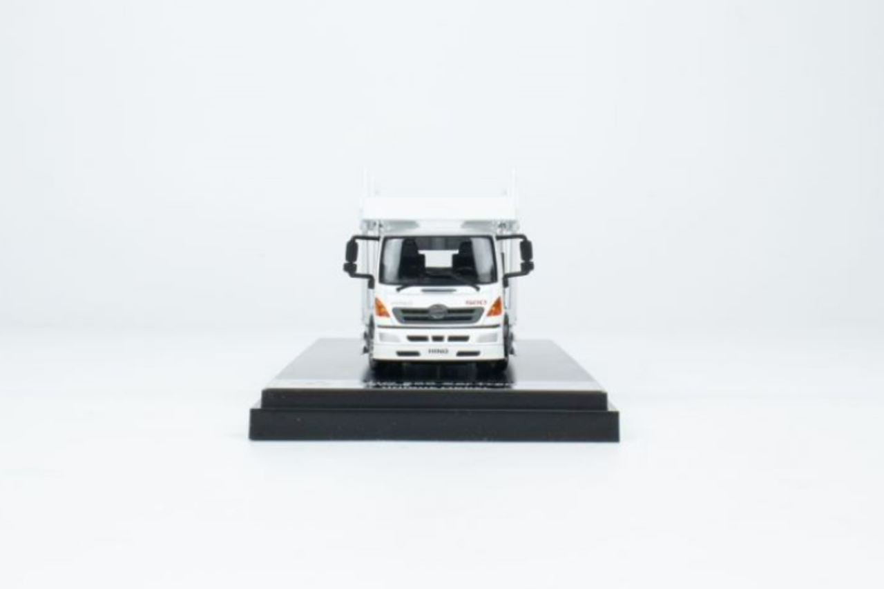 1/64 Unique Model × Tiny Hino 500 Ranger Double Level Transporter White Diecast Model