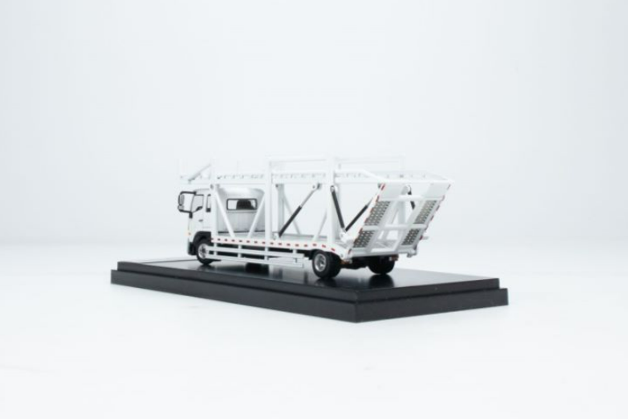 1/64 Unique Model × Tiny Hino 500 Ranger Double Level Transporter White Diecast Model