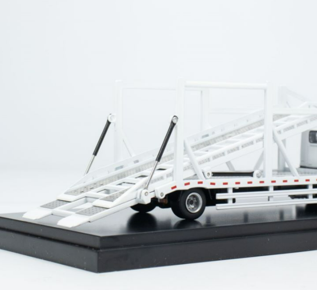 1/64 Unique Model × Tiny Hino 500 Ranger Double Level Transporter White Diecast Model