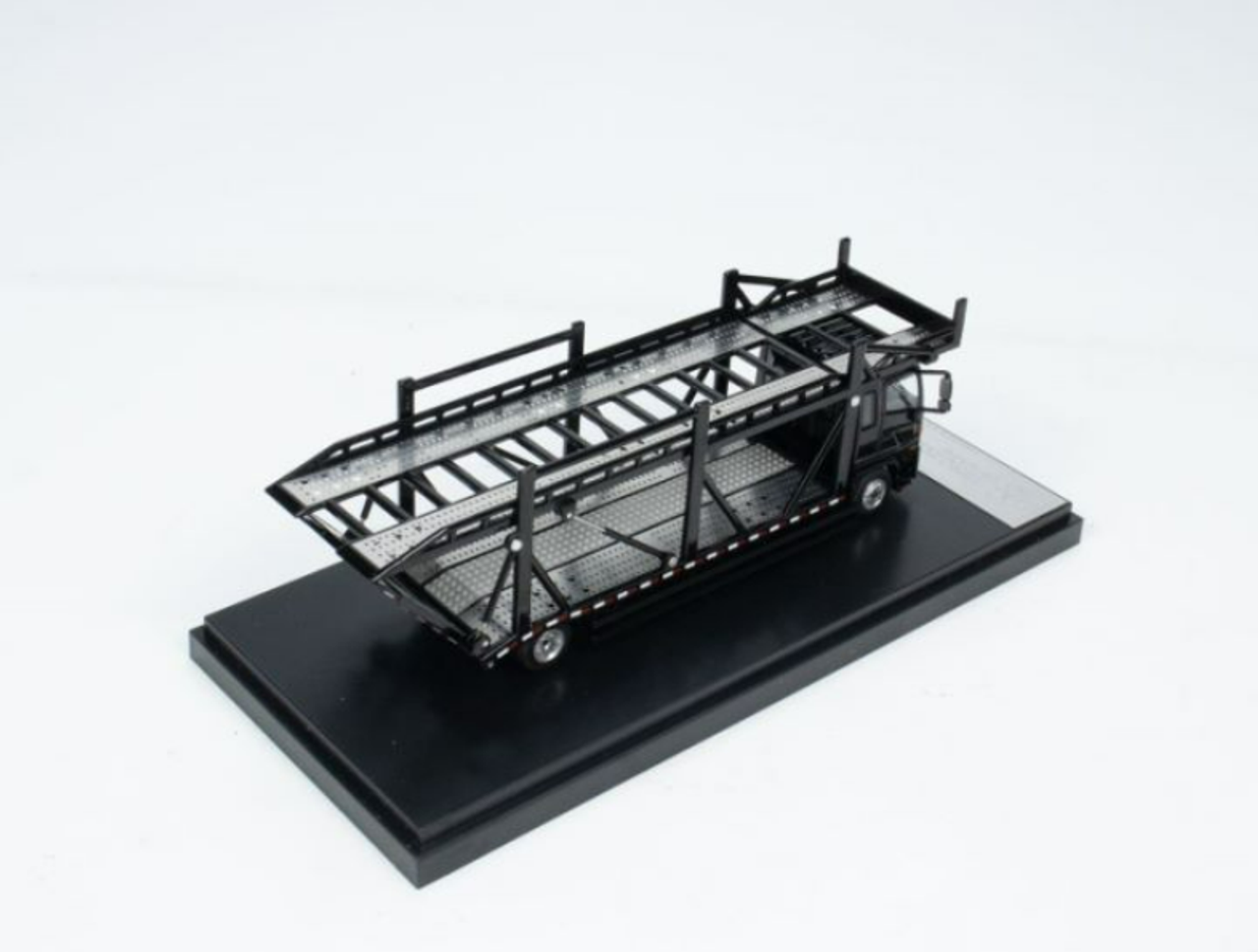 1/64 Unique Model × Tiny Hino 500 Ranger Double Level Transporter Black Diecast Model