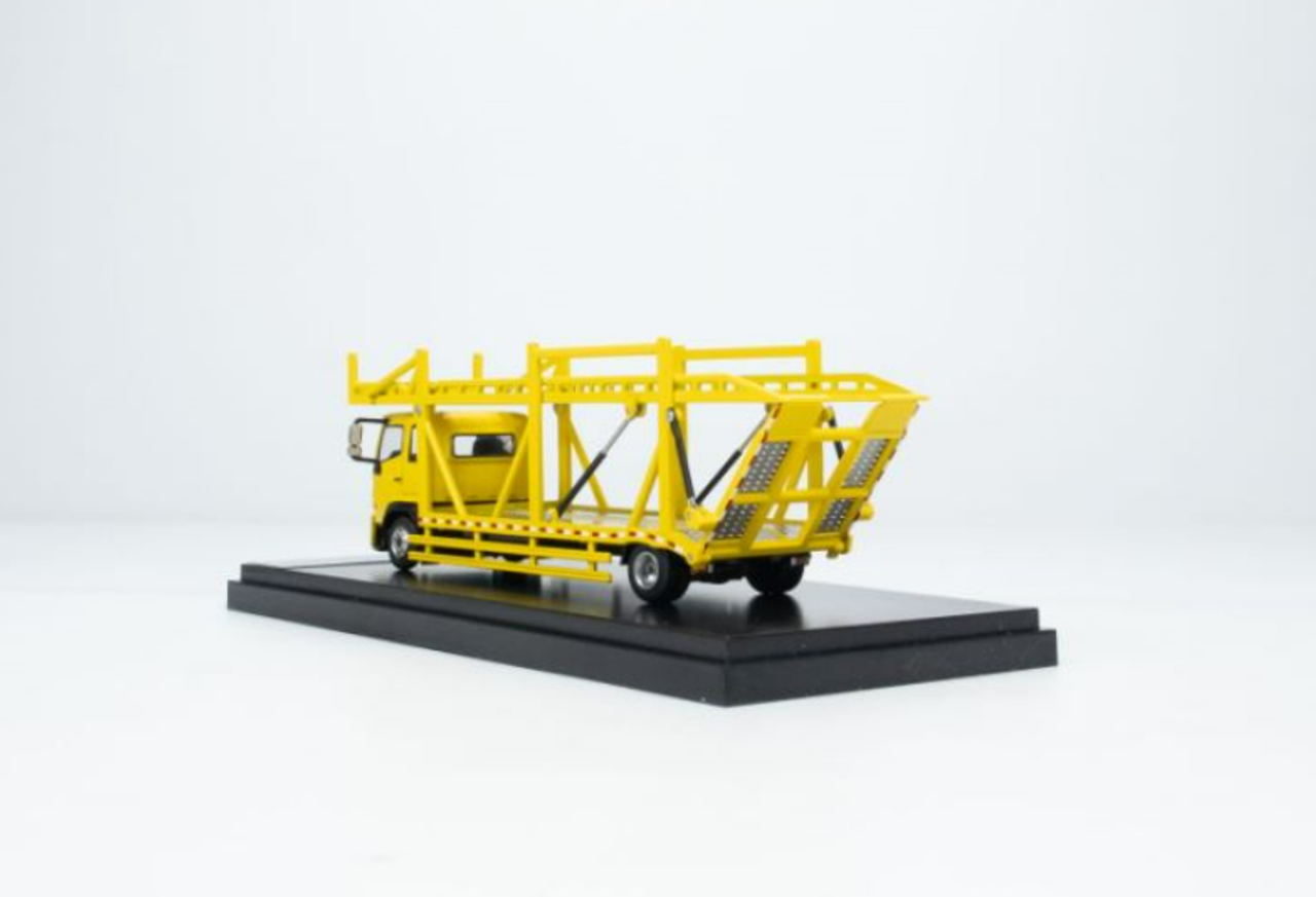 1/64 Unique Model × Tiny Hino 500 Ranger Double Level Transporter Yellow Diecast Model