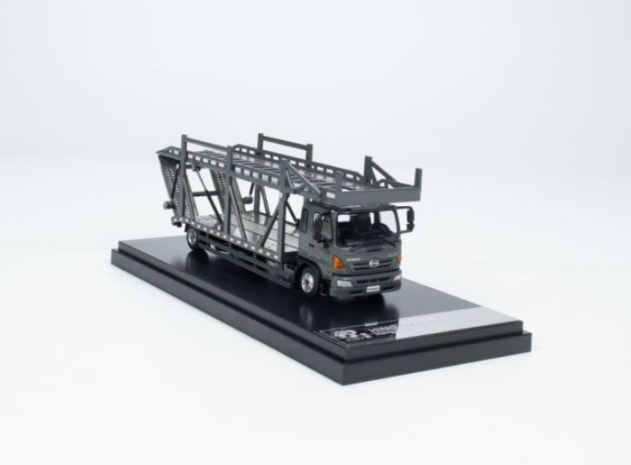 1/64 Unique Model × Tiny Hino 500 Ranger Double Level Transporter Grey Diecast Model