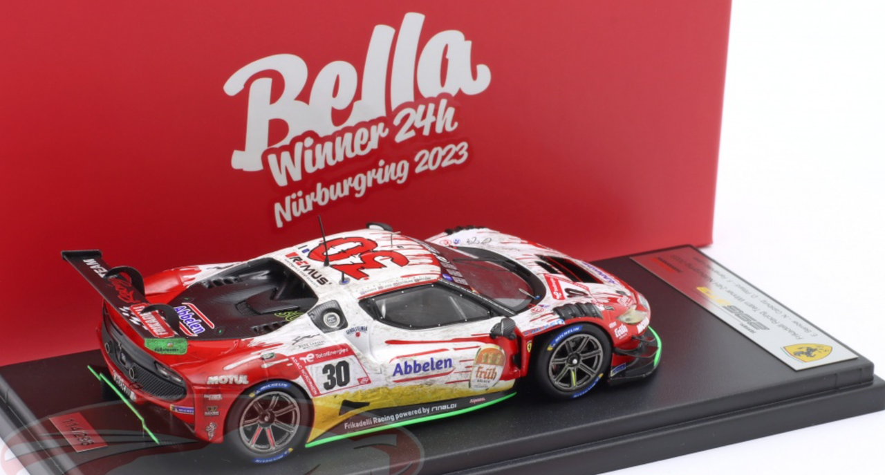 1/43 Looksmart 2023 Ferrari 296 GT3 #20 Winner 24h Nürburgring Frikadelli Racing Earl Bamber, Nick Catsburg, David Pittard, Felipe Fernandez Laser Car Model