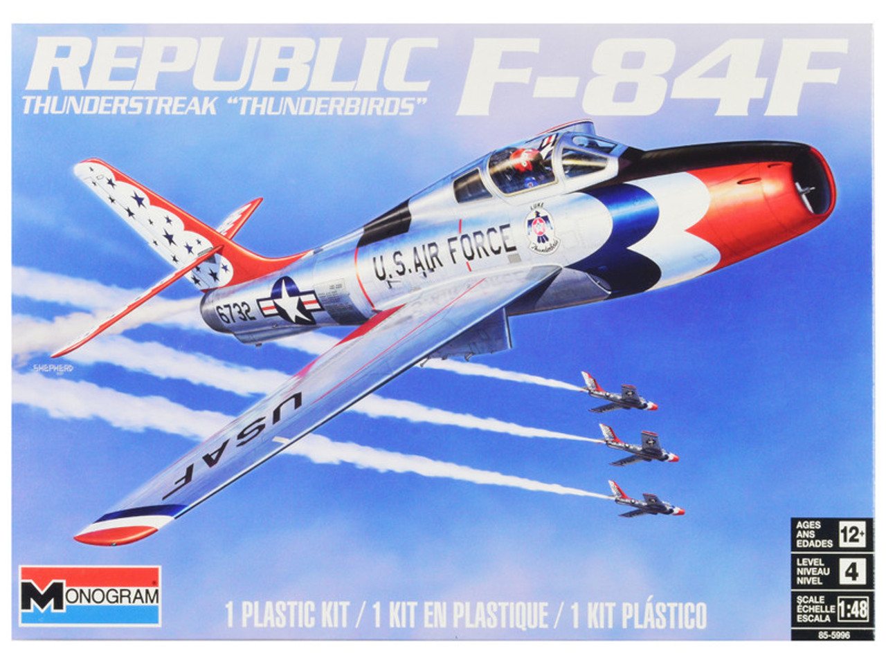 Level 4 Model Kit Republic F-84F Thunderstreak Aircraft "US Air Force Thunderbirds" "Monogram" Series 1/48 Scale Model by Revell