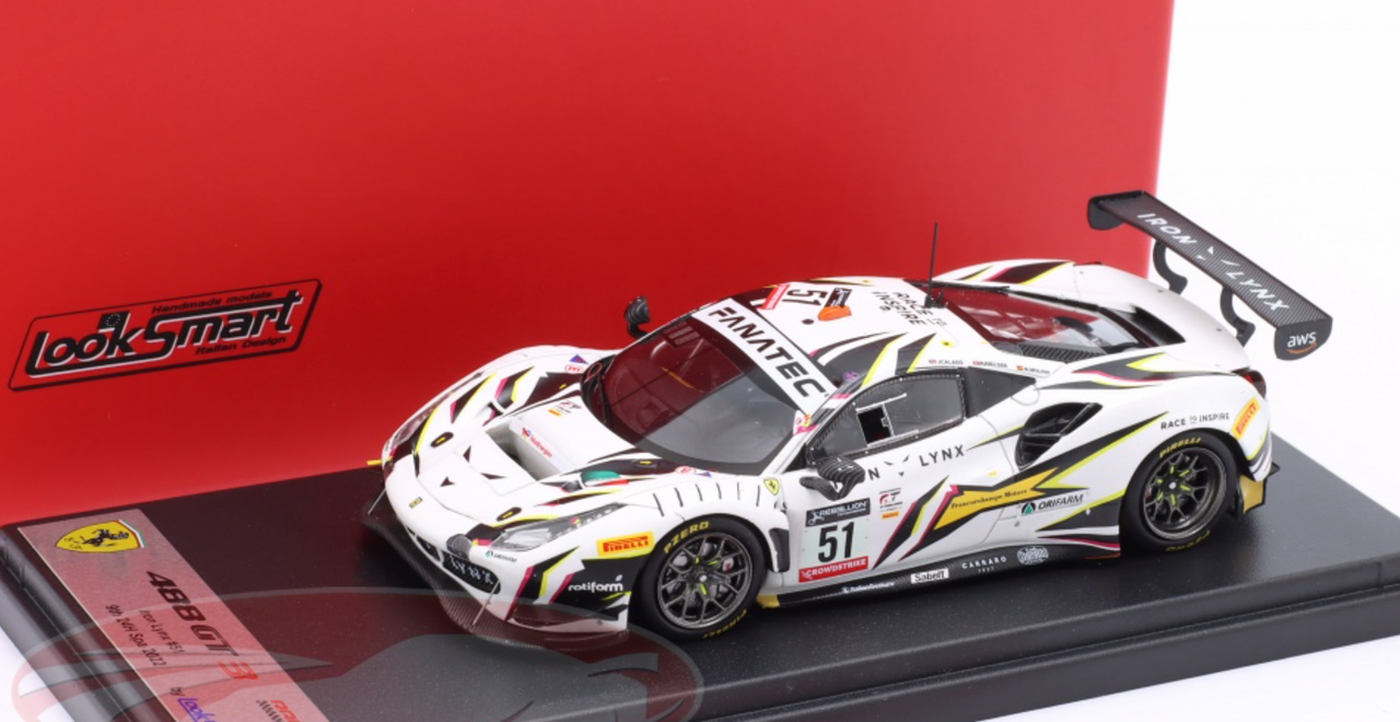 1/43 Looksmart 2022 Ferrari 488 GT3 #51 9th 24h Spa Iron Lynx Miguel Molina, James Calado, Nicklas Nielsen Car Model