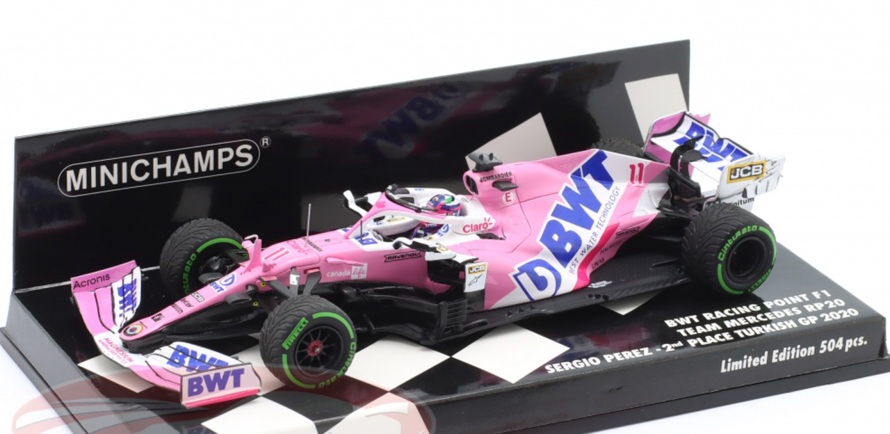 1/43 Minichamps 2020 Formula 1 Sergio Perez Racing Point RP20 #11 2nd Turkish GP Car Model