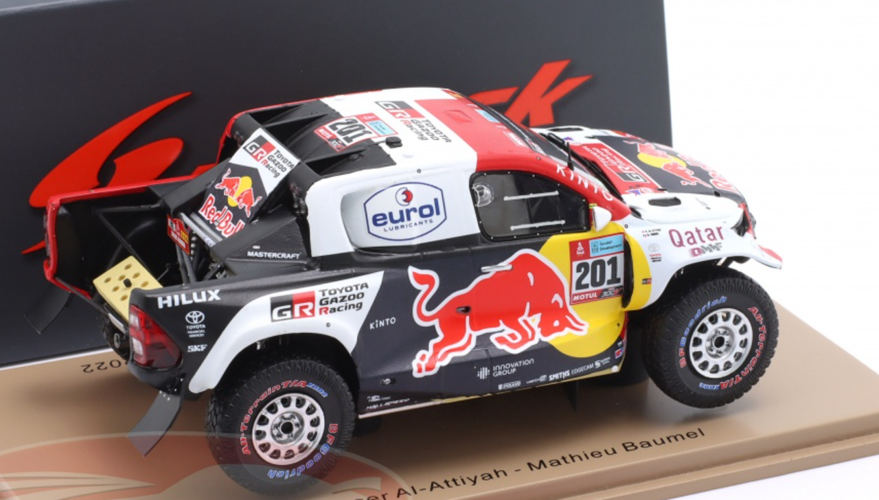 1/43 Spark 2022 Toyota Hilux #201 Winner Dakar Al-Attiyah. Mathieu Baumel Car Model