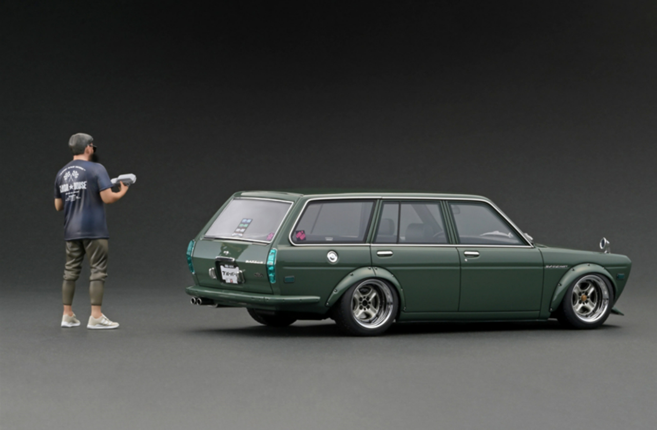 1/18 Ignition Model Datsun Bluebird (510) Wagon Green With Mr. Jun Imai  (Limited 100 Pieces )