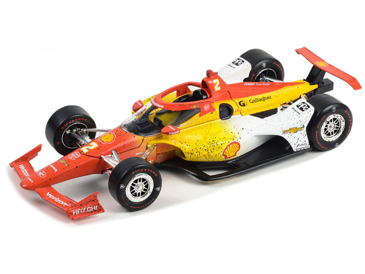 Dallara IndyCar #2 Josef Newgarden "Shell Oil" Team Penske "2023 Indianapolis 500 Champion" (Raced Version) "NTT IndyCar Series" (2023) 1/18 Diecast Model Car by Greenlight