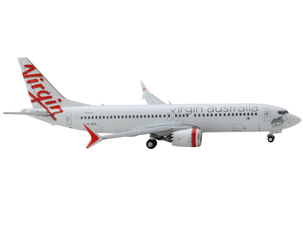 Boeing 737 MAX 8 Commercial Aircraft "Virgin Australia" White with Red Tail Graphics 1/400 Diecast Model Airplane by GeminiJets