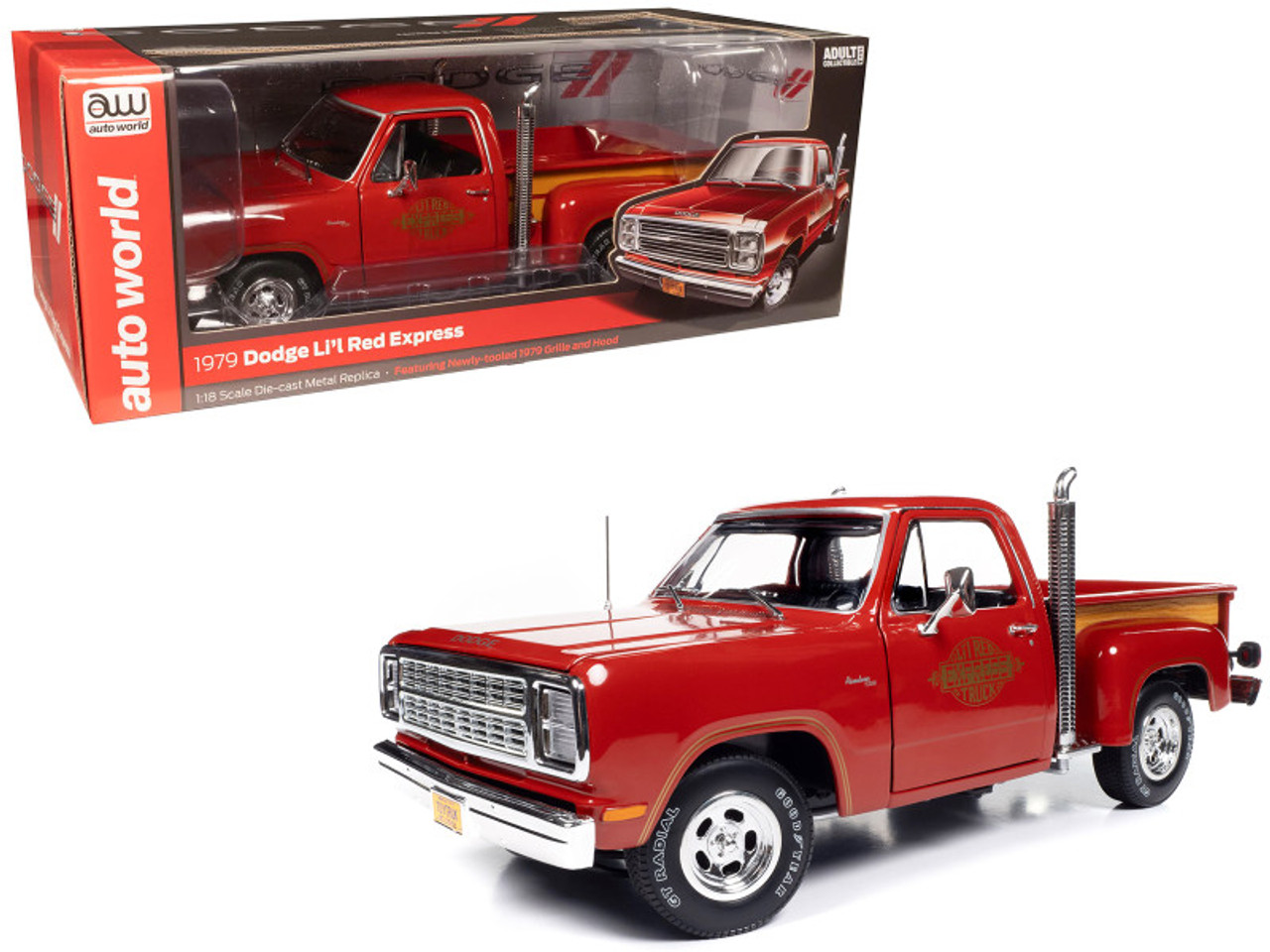 1979 Dodge Adventurer 150 Pickup Truck Canyon Red "Li’l Red Express" 1/18 Diecast Model Car by Auto World