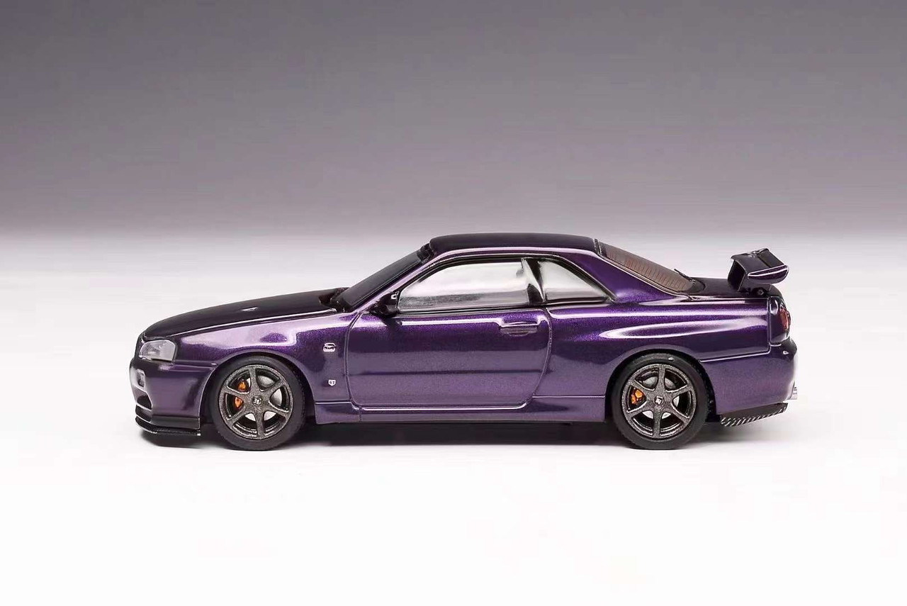 1/64 Motorhelix Nissan Skyline GT-R GTR R34 V-Spec II (Midnight Purple) Diecast Car Model