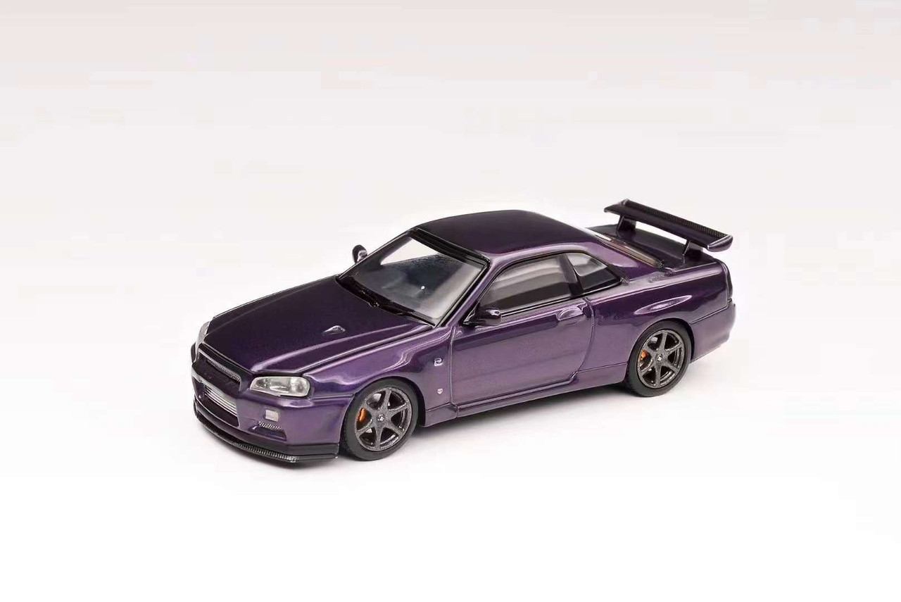 1/64 Motorhelix Nissan Skyline GT-R GTR R34 V-Spec II (Midnight Purple) Diecast Car Model