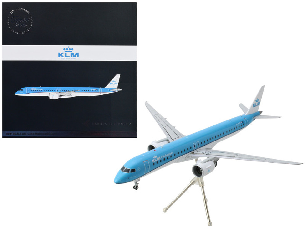 Embraer E195-E2 Commercial Aircraft "KLM Cityhopper" Blue and White "Gemini 200" Series 1/200 Diecast Model Airplane by GeminiJets