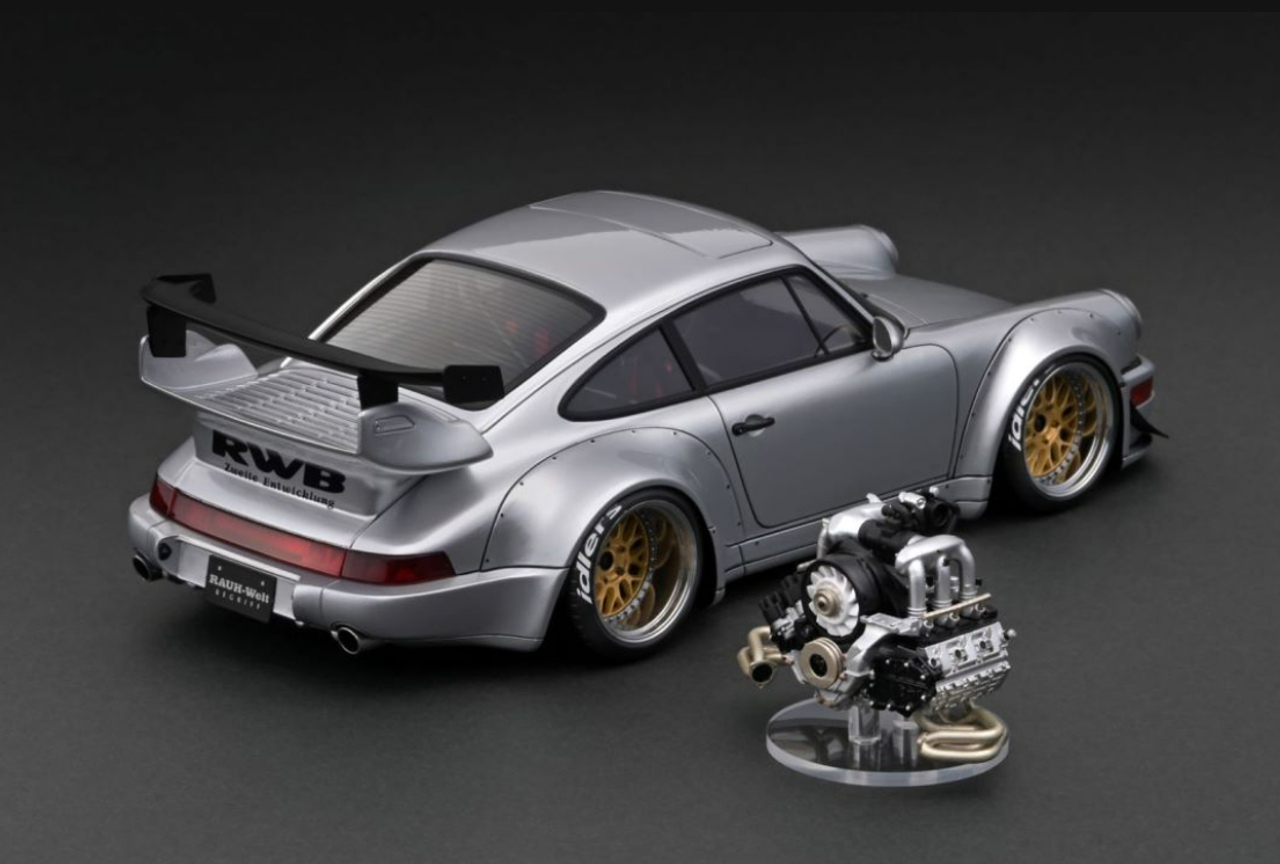 1/18 Ignition Model Porsche RWB 964 Silver With M64 Engine