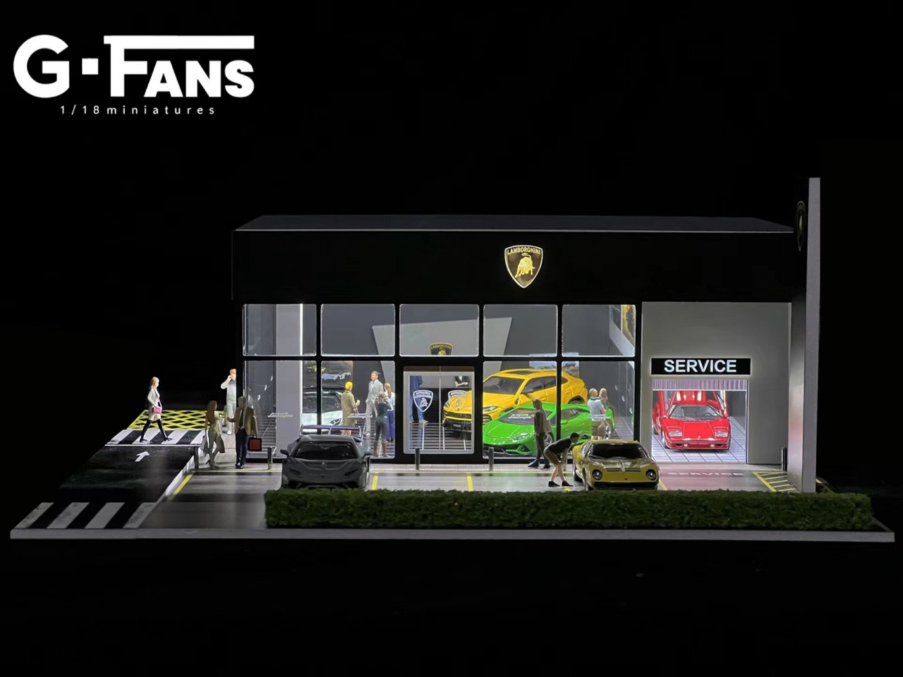 1/64 G-Fans Lamborghini Dealership with Service Center Diorama (car models and figures NOT included)