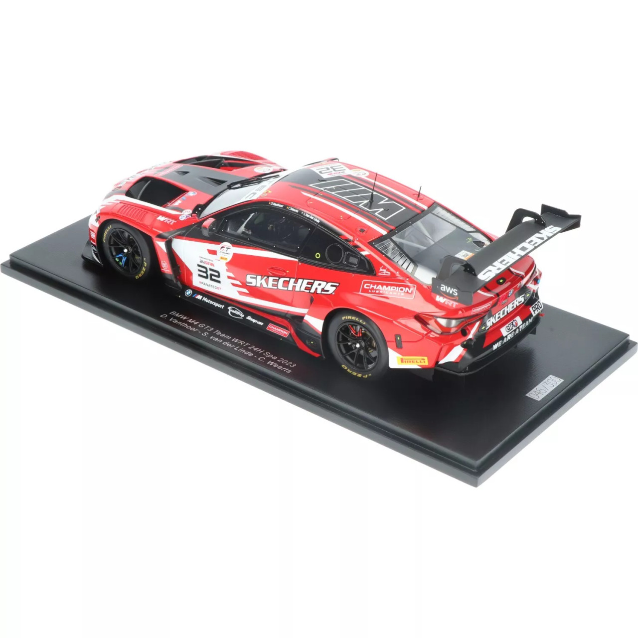 1/18 Spark 2023 BMW M4 GT3 #32 24h Spa Team WRT Dries Vanthoor, Sheldon van der Linde, Charles Weerts Car Model