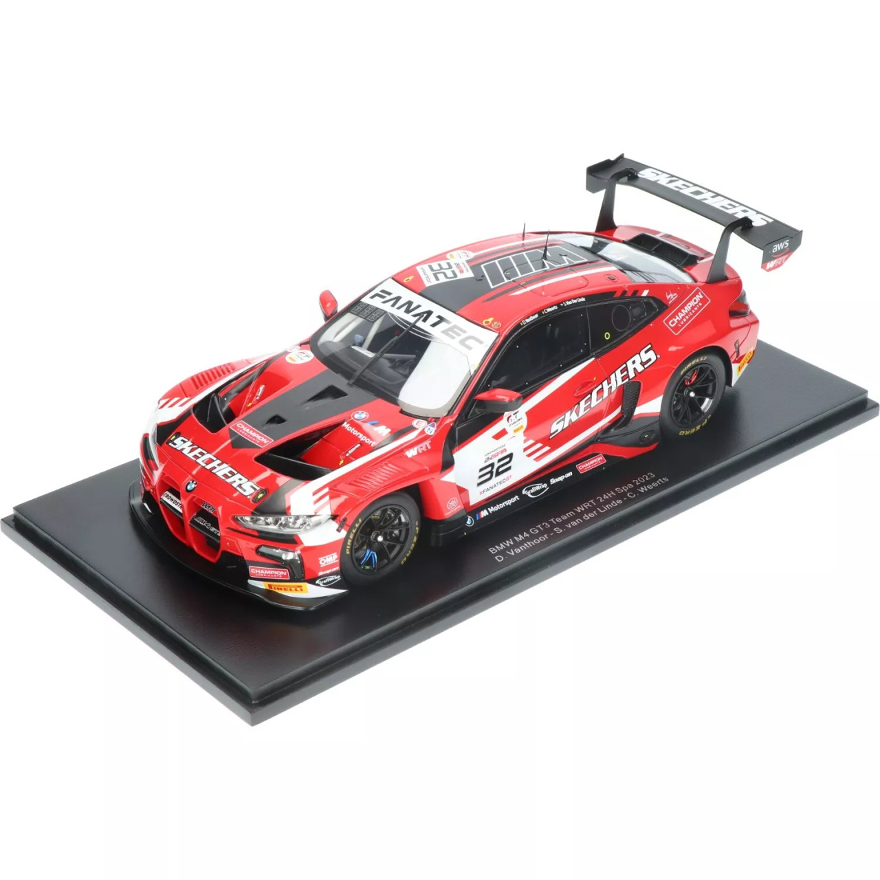 1/18 Spark 2023 BMW M4 GT3 #32 24h Spa Team WRT Dries Vanthoor, Sheldon van der Linde, Charles Weerts Car Model