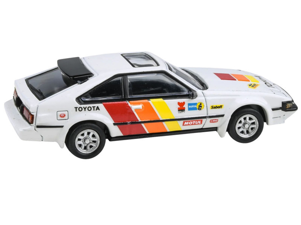 1984 Toyota Celica Supra White with Stripes "Alpine Rallye" 1/64 Diecast Model Car by Paragon Models