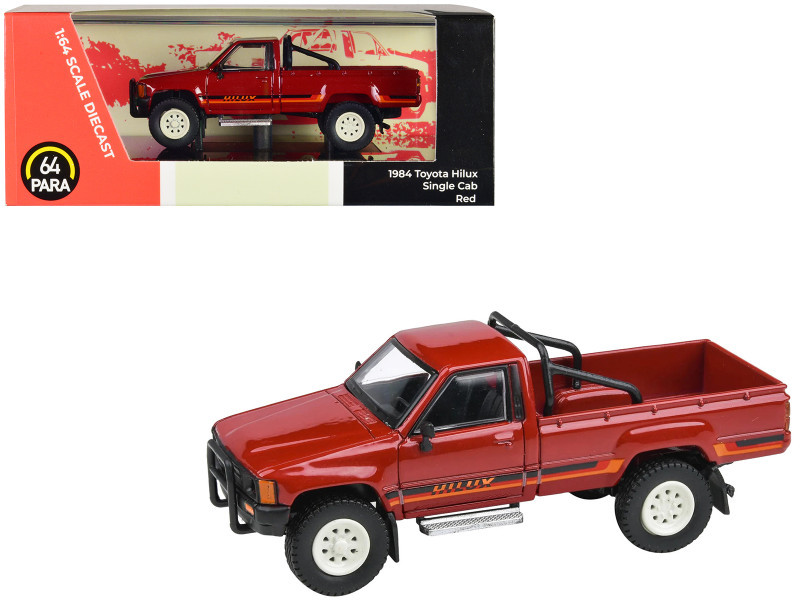 1984 Toyota Hilux Pickup Truck Red with Stripes 1/64 Diecast Model