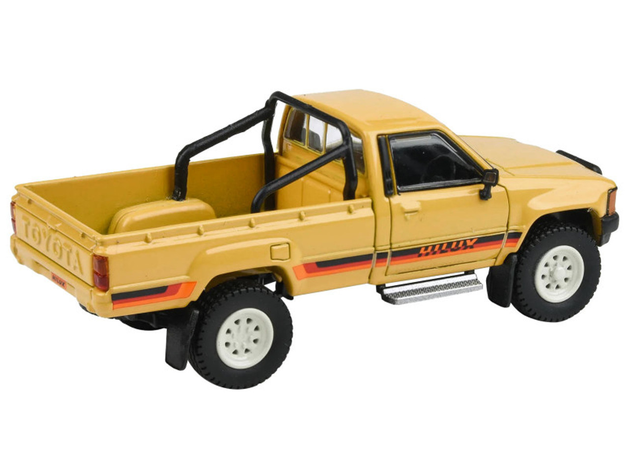 1984 Toyota Hilux Pickup Truck Yellow with Stripes 1/64 Diecast Model Car by Paragon Models