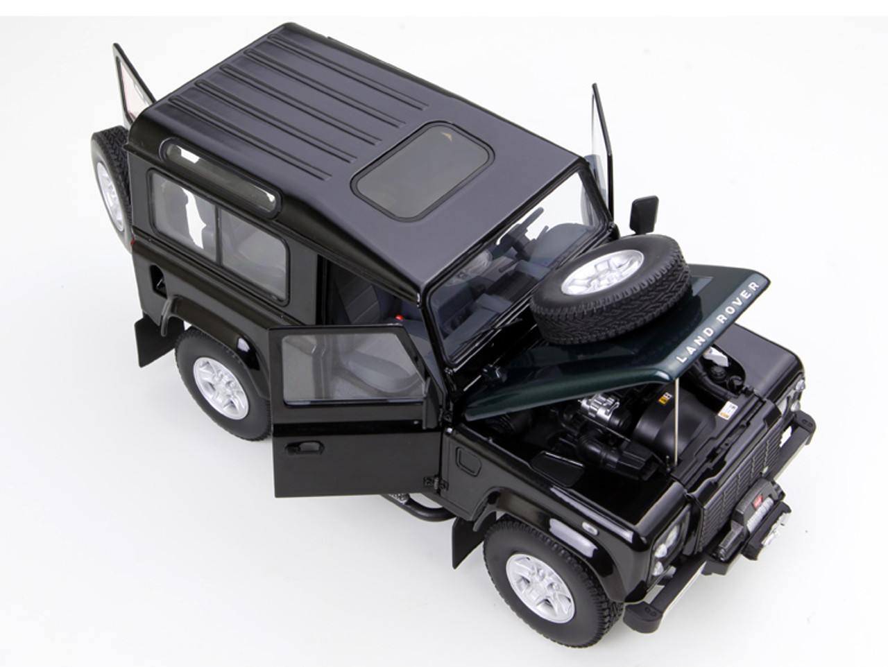 1/18 Kyosho Land Rover Defender 90 SWB (Black w/ Green Hood) Diecast Car Model