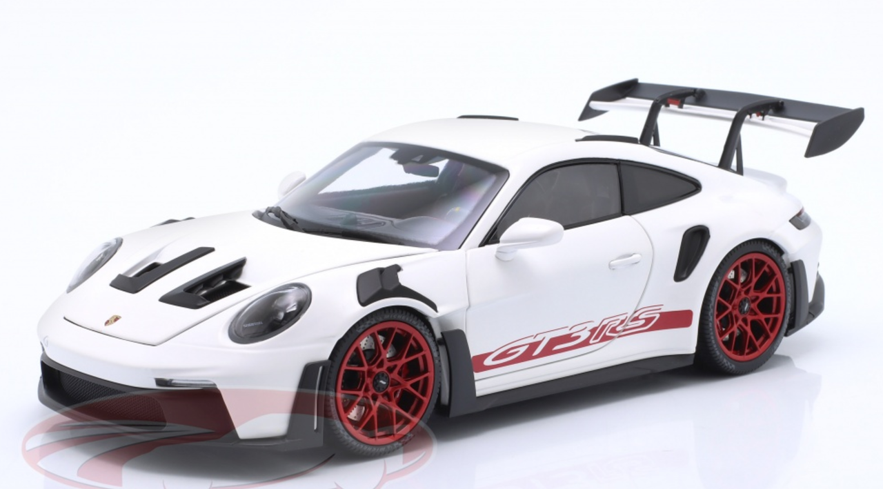 1/18 Minichamps 2022 Porsche 911 (992) GT3 RS (White with Red Wheels) Diecast Car Model