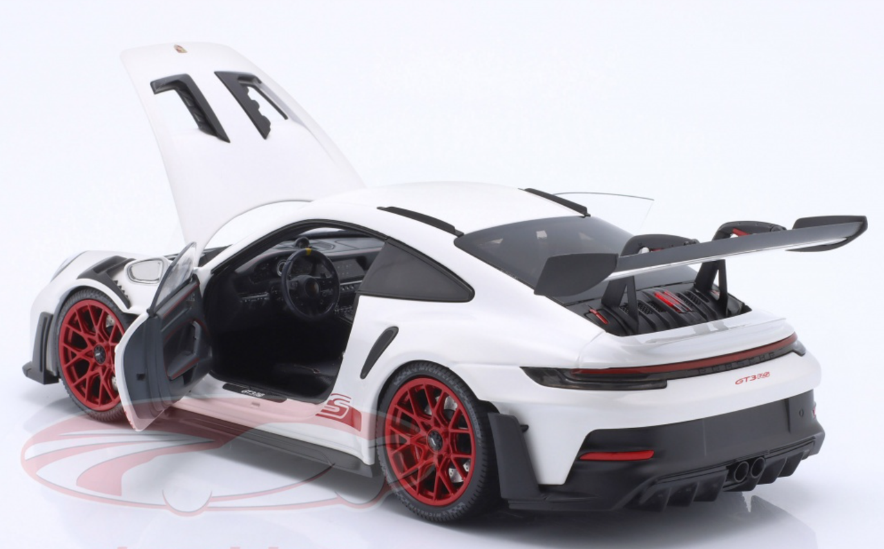 1/18 Minichamps 2022 Porsche 911 (992) GT3 RS (White with Red Wheels) Diecast Car Model
