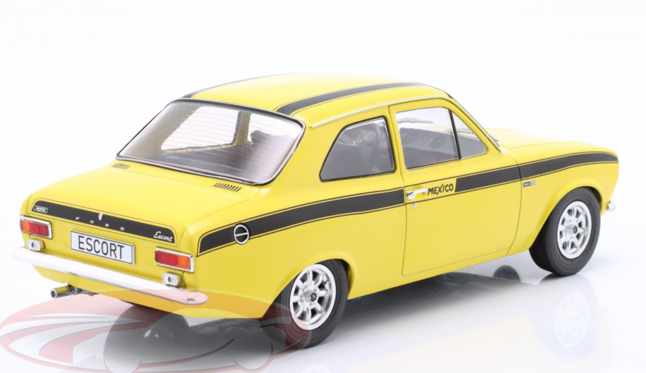 1/18 Modelcar Group 1973 Ford Escort MK1 Mexico (Yellow) Diecast Car Model