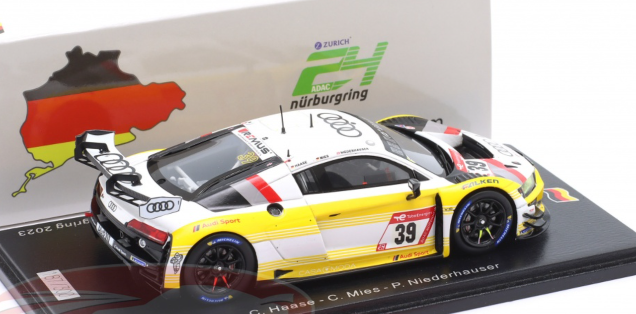 1/43 Spark 2023 Audi R8 LMS GT3 evo II #39 6th 24h Nürburgring Audi Sport Team Land Christopher Haase, Christopher Mies, Patric Niederhauser Car Model