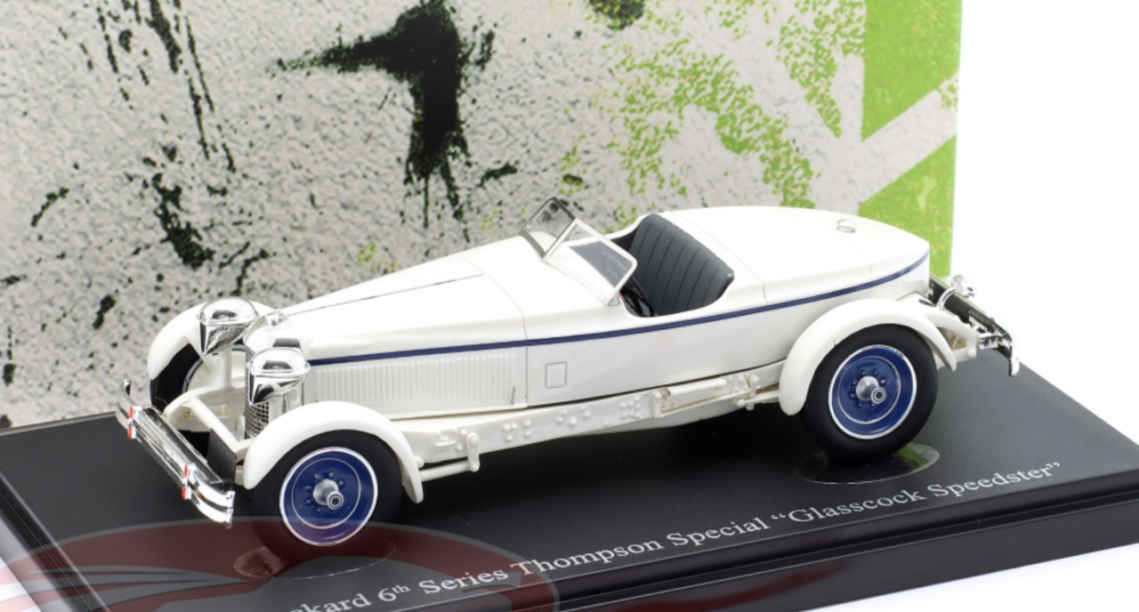 1/43 AutoCult 1929 Packard 6th Series Thompson Special Glasscock Speedster (White) Car Model