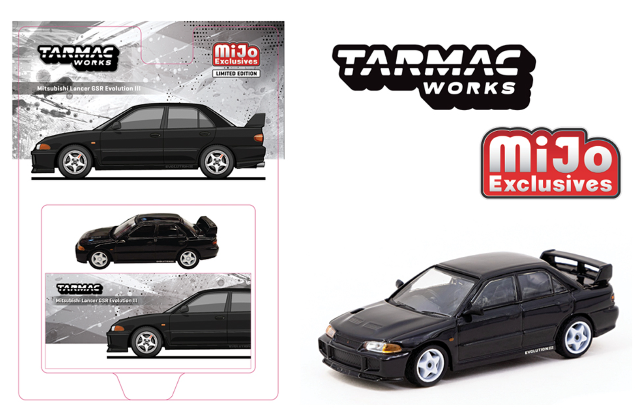 1/64 Tarmac Works Mitsubishi Lancer GSR Evolution III (Black) Diecast Car Model