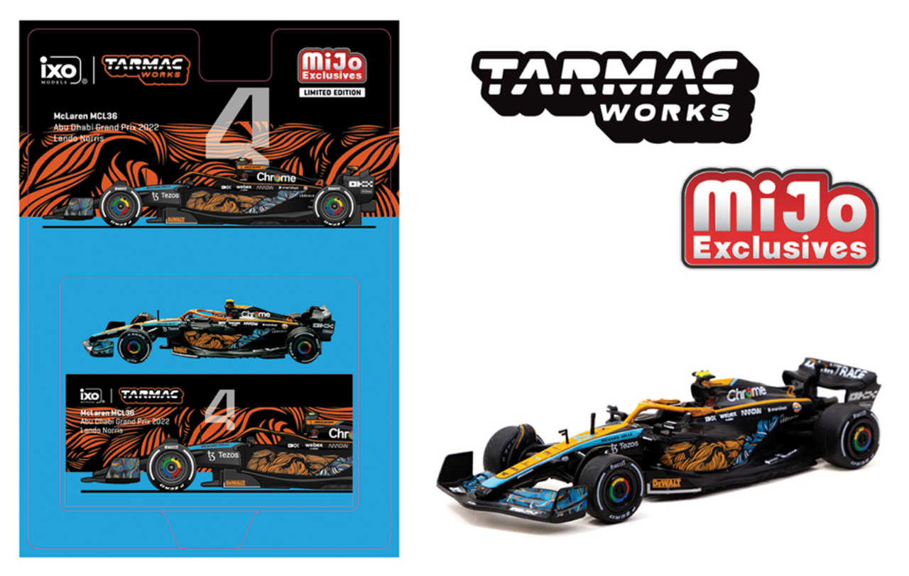 1/64 Tarmac Works 2022 Formula 1 McLaren MCL36 Abu Dhabi Grand Prix Lando Norris Diecast Car Model