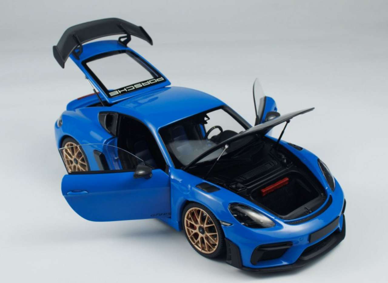 1/18 Minichamps 2024 Porsche Cayman GT4 RS Weissach Package (Blue) Diecast Car Model