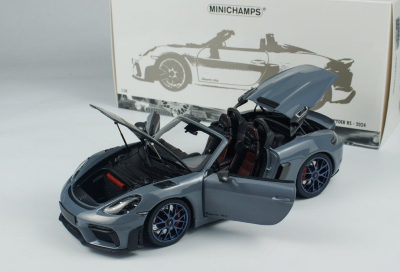 1/18 Minichamps 2024 Porsche Cayman Spyder RS Weissach Package (Grey) Diecast Car Model