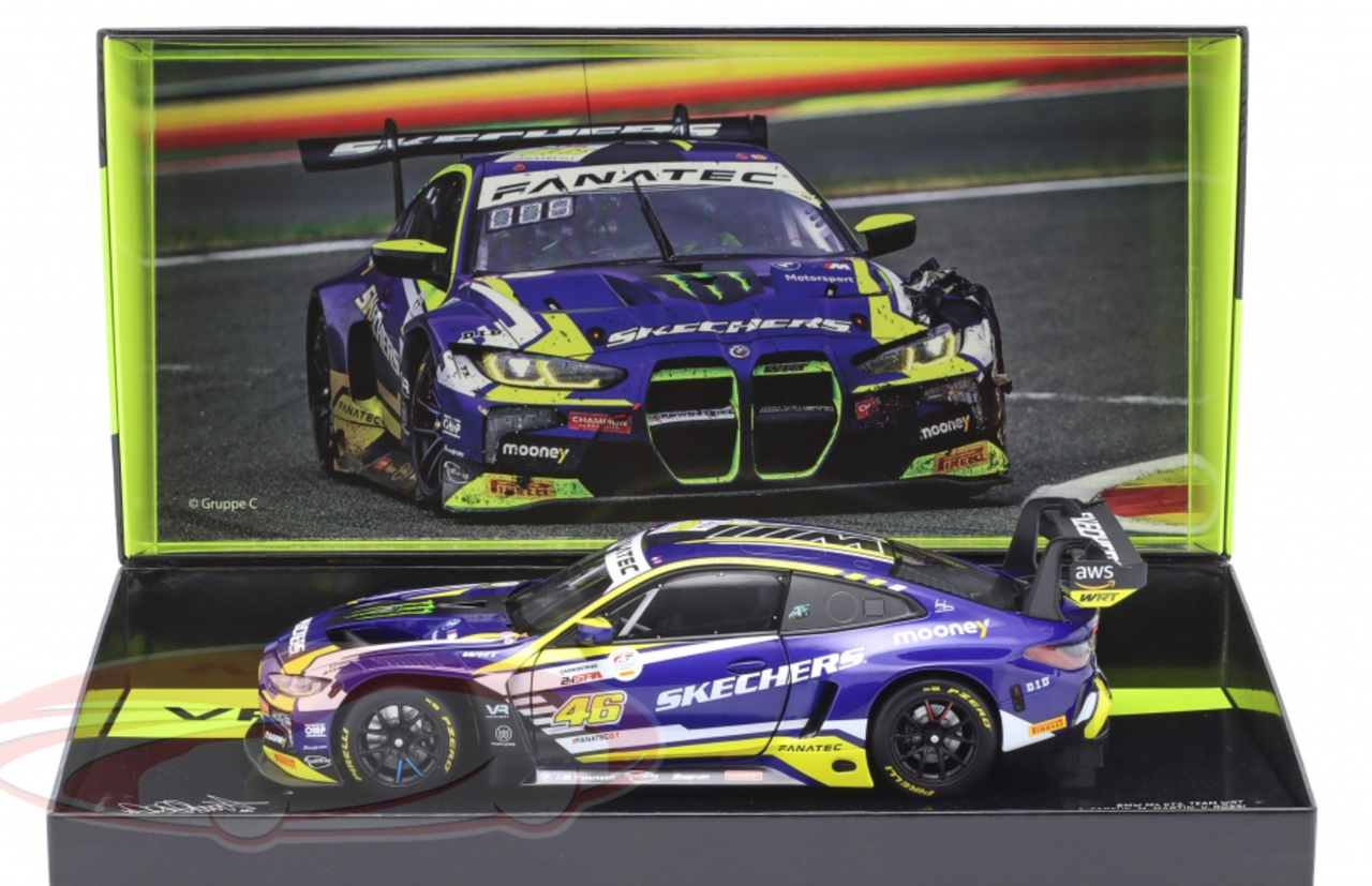 1/18 Minichamps 2023 BMW M4 GT3 #46 6th 24h Spa Team WRT Valentino Rossi, Augusto Farfus, Maxime Martin Diecast Car Model