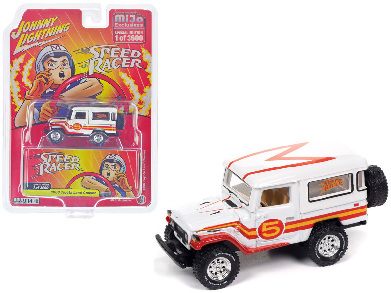 ジョニーライトニング 1980ランドクルーザー withボート＆トレーラー　限定 1980 Toyota Land Cruiser White with Red and Yellow Stripes 