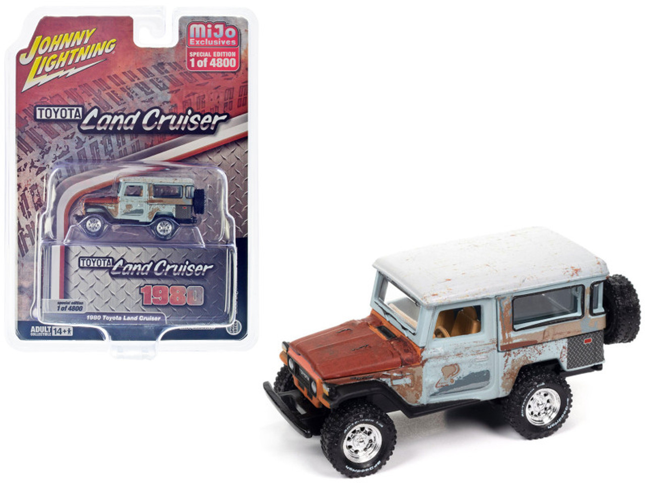 1980 Toyota Land Cruiser Gray and Red Primer (Weathered) Limited Edition to 4800 pieces Worldwide 1/64 Diecast Model Car by Johnny Lightning