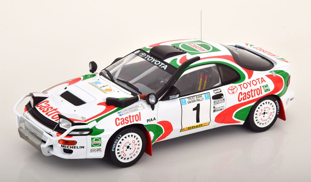 1/18 Ixo 1993 Toyota Celica Turbo 4WD #1 Winner Safari Rallye Toyota Castrol Team Juha Kankkunen, Juha Piironen Car Model