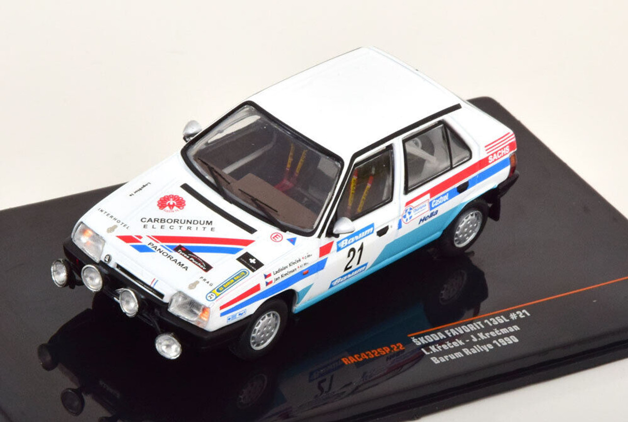 1/43 Ixo 1990 Skoda Favorit 136L #21 8th Rallye Barum Škoda Team Ladislav Křeček, Jan Krečman Car Model