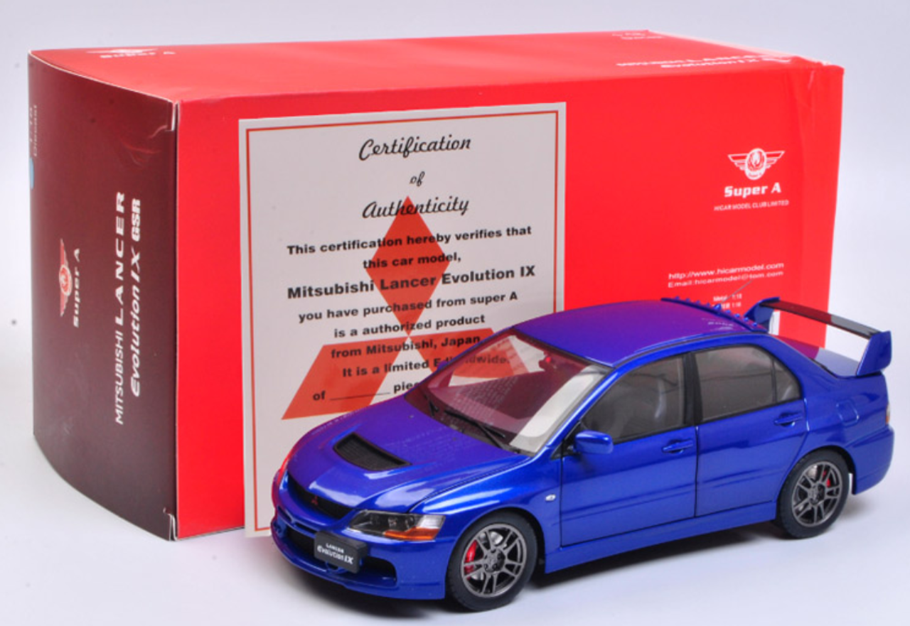 1/18 Super A SuperA Mitsubishi Evo 9 Evo9 Evo IX 9th Generation (Blue) Diecast Car Model Limited