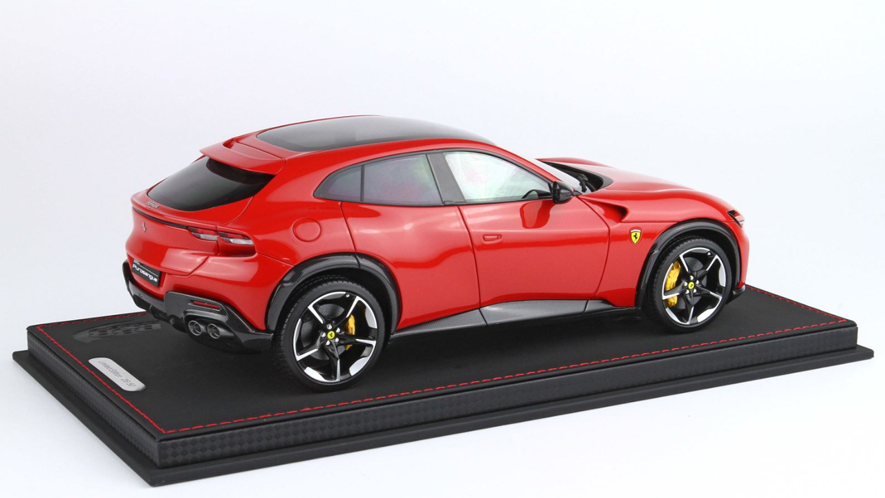 1/18 BBR Ferrari Purosangue (Rosso Corsa Red) with Panoramic Roof & Glossy Carbon Fiber Resin Car Model