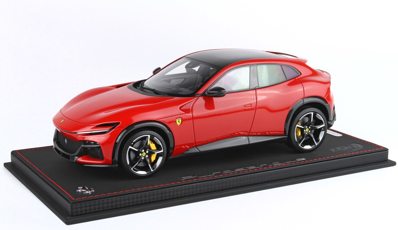 1/18 BBR Ferrari Purosangue (Rosso Corsa Red) with Panoramic Roof & Glossy Carbon Fiber Resin Car Model