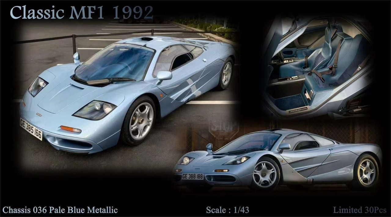 1/43 SCM Classic 1992 McLaren F1 (Pale Blue Metallic) Car Model Limited 30 Pieces