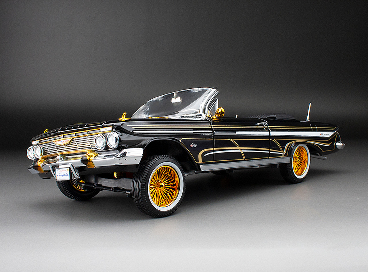 1/18 Sunstar 1961 Chevrolet Impala Open Convertible Lowrider (Black) With Moveable Suspension Diecast Car Model