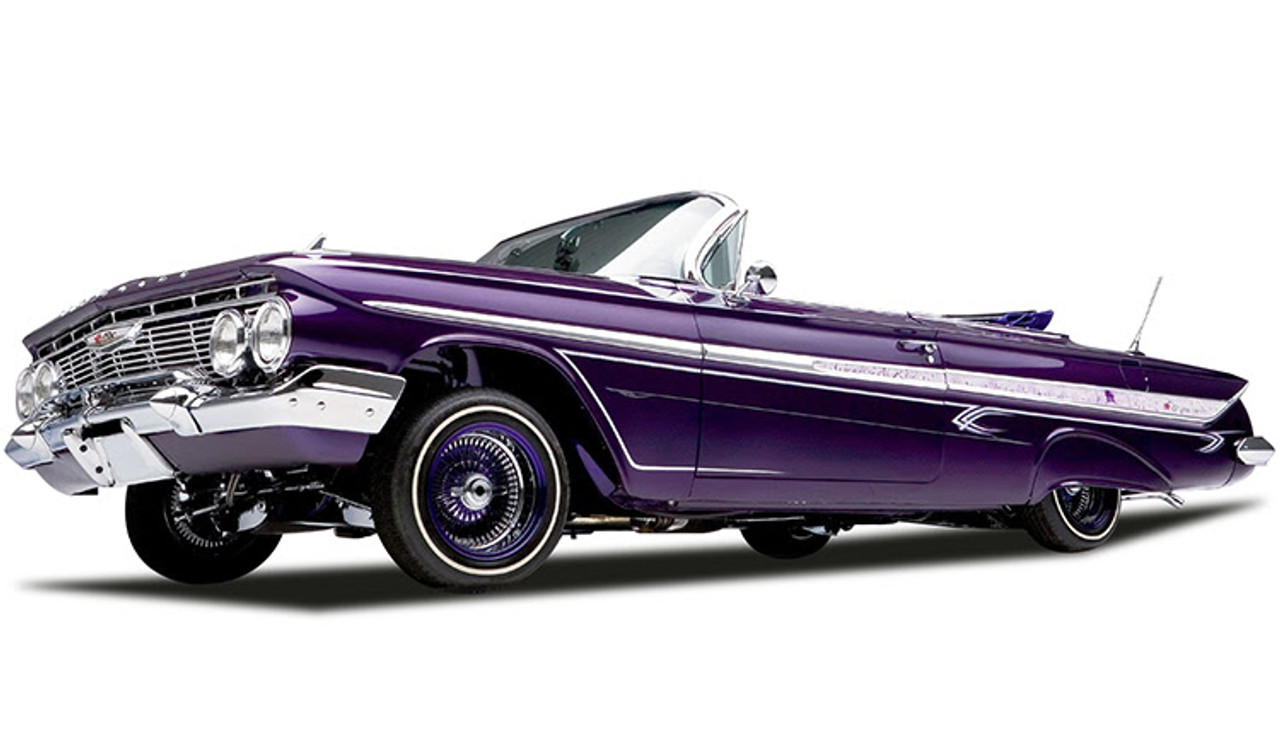 1/18 Sunstar 1961 Chevrolet Impala Open Convertible Lowrider (Purple) With Moveable Suspension Diecast Car Model