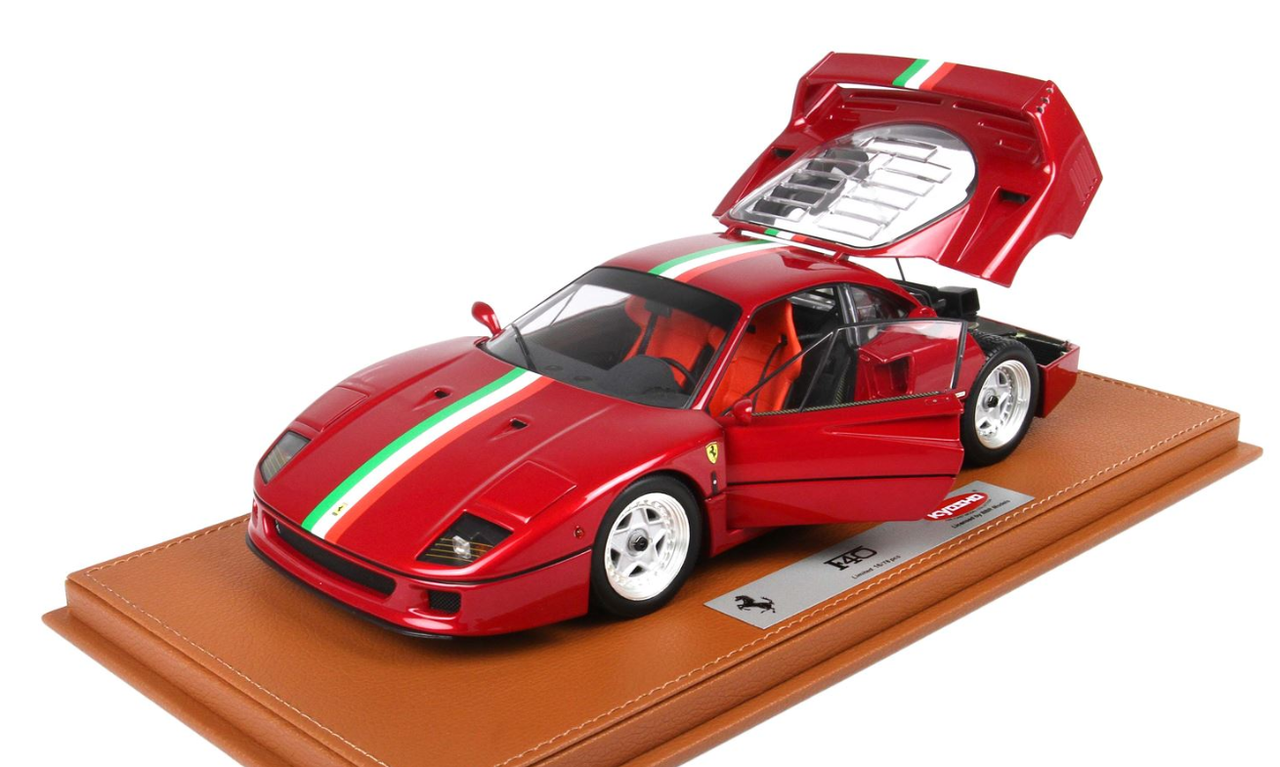 1/18 BBR & Kyosho Ferrari F40 (Metallic Red) with Italian Flag 