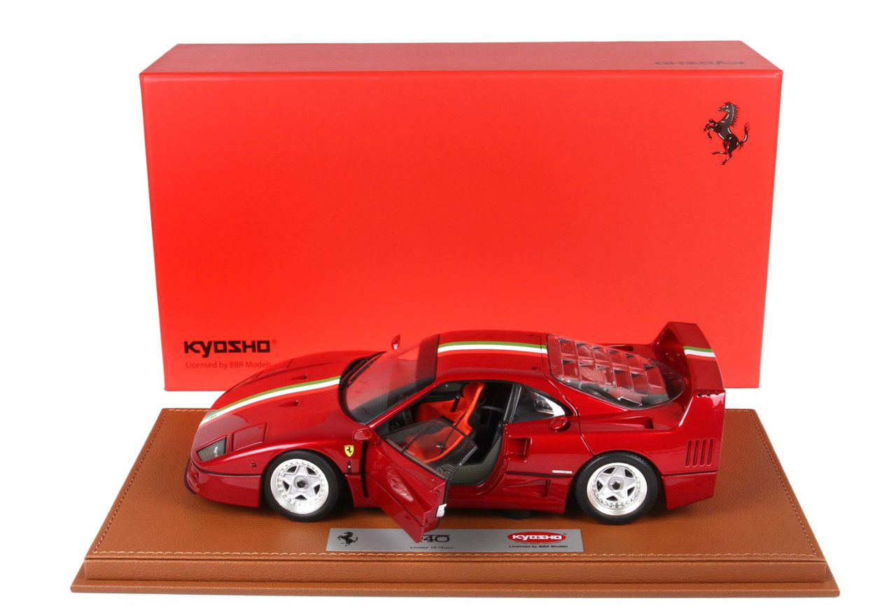 1/18 BBR & Kyosho Ferrari F40 (Metallic Red) with Italian Flag Stripe  Diecast Car Model Limited 78 Pieces