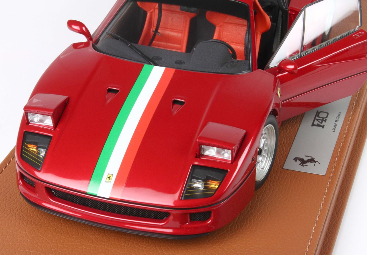 1/18 BBR & Kyosho Ferrari F40 (Metallic Red) with Italian Flag Stripe Diecast Car Model Limited 78 Pieces