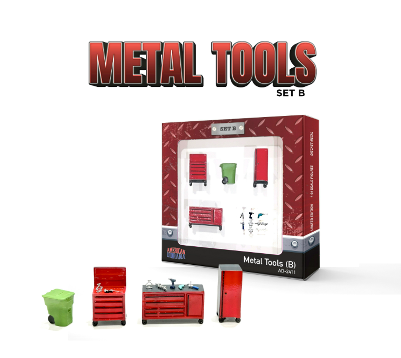 1/64 American Diorama Metal Tools - Set B ( Excluding car models）